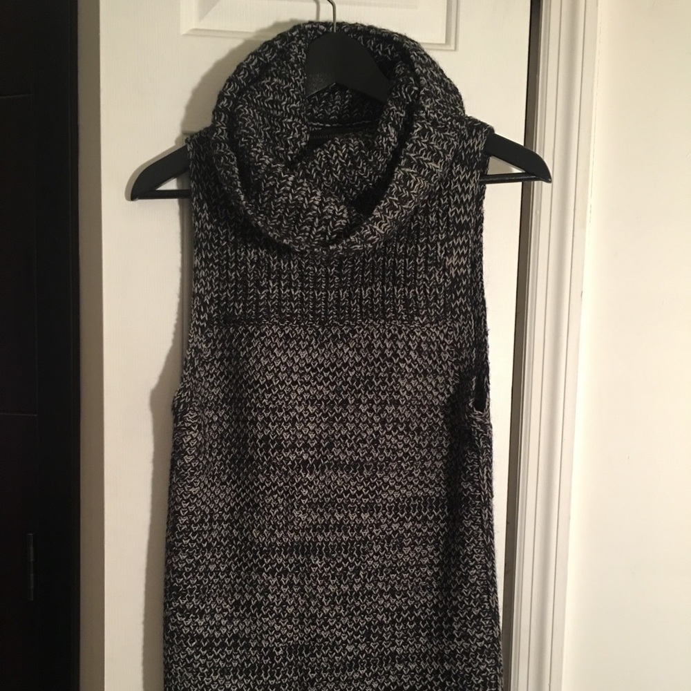 Sleeveless cowel-neck sweater